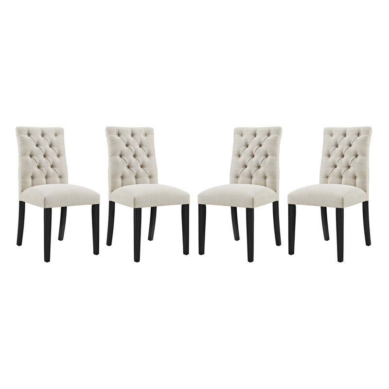 Elegant Duchess Beige Tufted Dining Chair Set of 4
