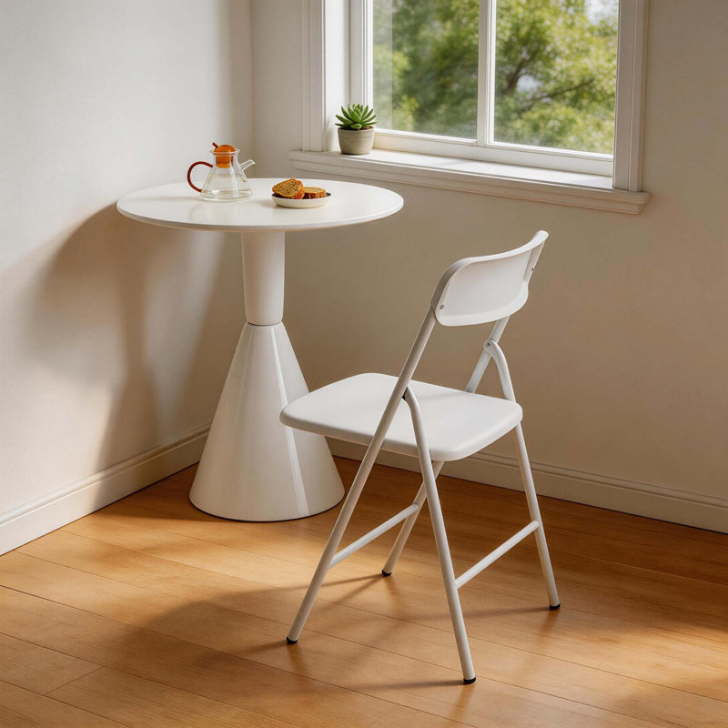 Ensemble de 4 chaises pliantes empilables en métal avec coussin en PP