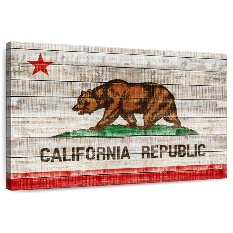 Borges Rustic California Flag, 8" H x 12" W