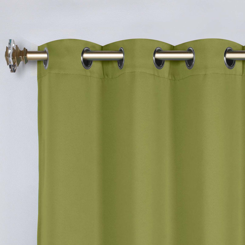  Trixie Millendon Solid Modern Polyester Room Darkening Curtain Pair, 42" W x 84" L, Sage Green