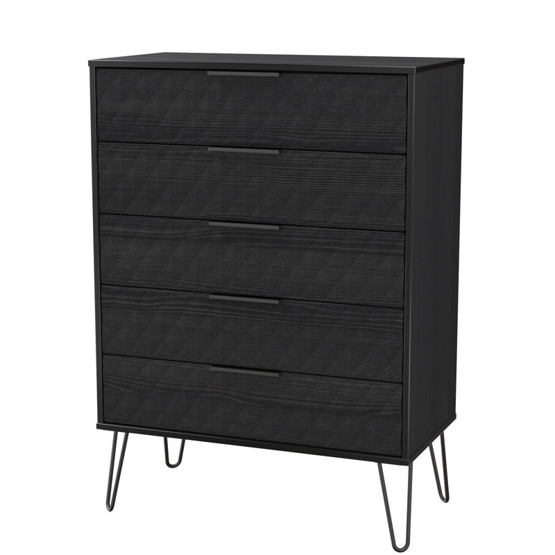 Talita 77cm W 5 - Drawer Chest of Drawers, Black