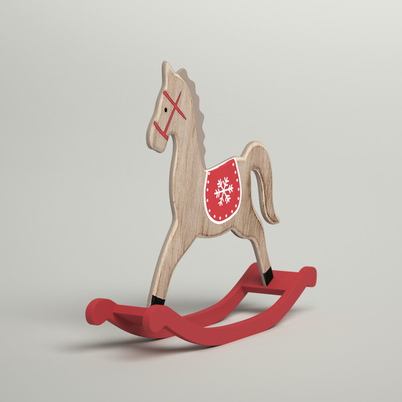 Décoration cheval à bascule en bois rouge et brun Letterly