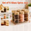 Ensemble de 6 pots à épices en verre avec support en cuivre