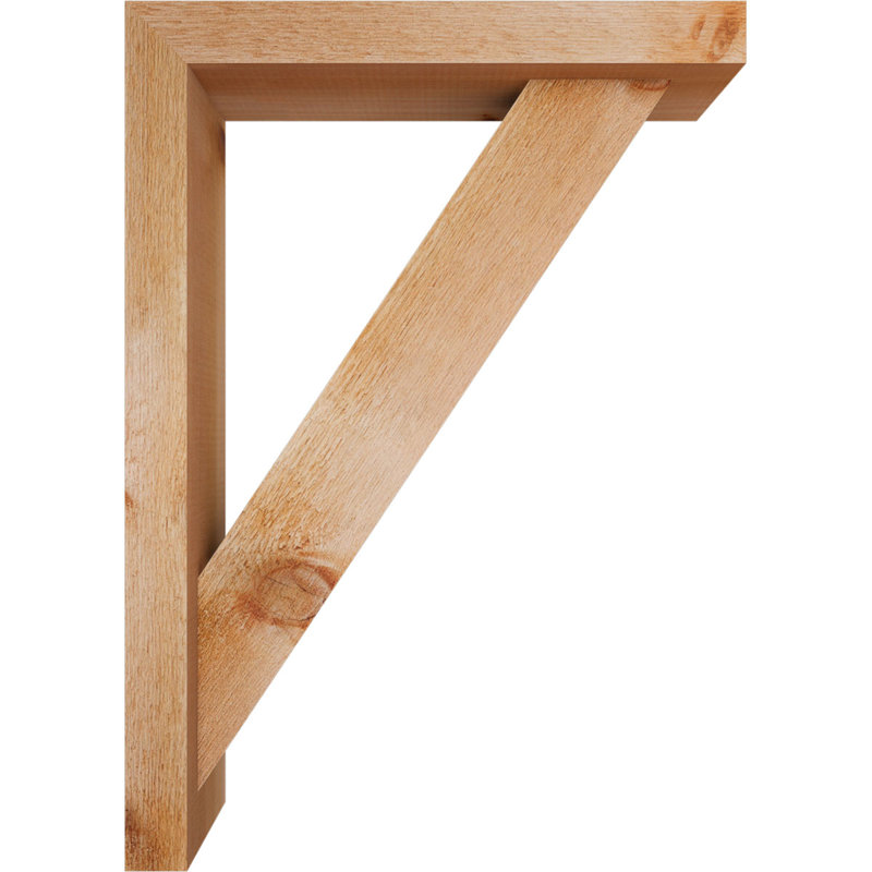 Traditional Block Bracket w/ Offset Brace, 28 x 20, 4"W Western Red Cedar (Rough Sawn)