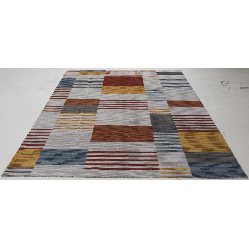 Handmade Cotton and Wool Geometric Area Rug