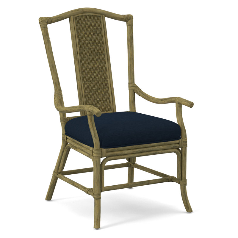Drury Lane Slat Back Dining Arm Chair, Stone Crypton Performance; 0884-83, Brass