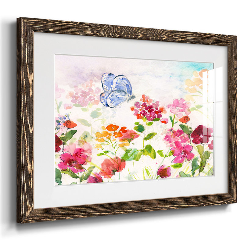 «Summer Garden Butterfly», impression sur papier, H 18 po x l 26 po x P 1,5 po, Noyer