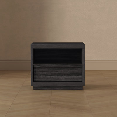 Navis 26" Contemporary 1-Drawer Nightstand in Charcoal Gray