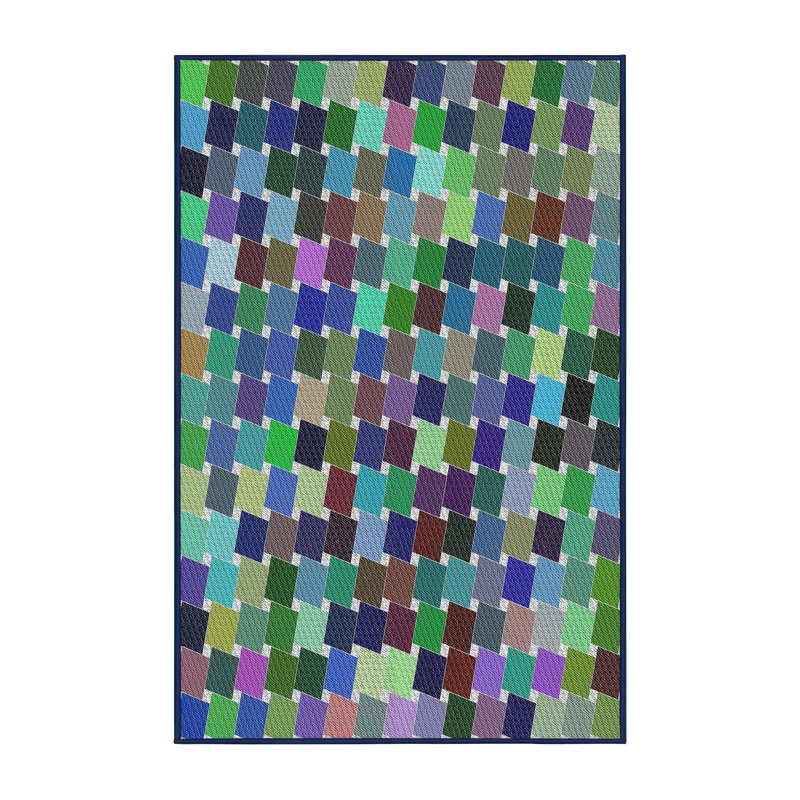 Tapis bleu à motif géométrique Kober, Rectangle 7 pi x 9 pi