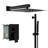 12 Inch Square Matte Black Shower - Wall Mounted With Adjustable Slide, Valve, And Dual Head System Bar, Rainfall Shower, Handheld Spray