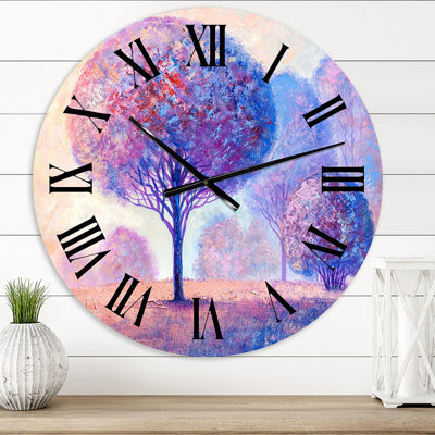 Impression d'arbres colorés II - Horloge murale traditionnelle