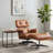 Mid Century Genuine Leather Lounge Chair With Ottoman, Heavy Duty Support Base, Upholstered Recliner For Living Room Study Bedroom-1611800048
