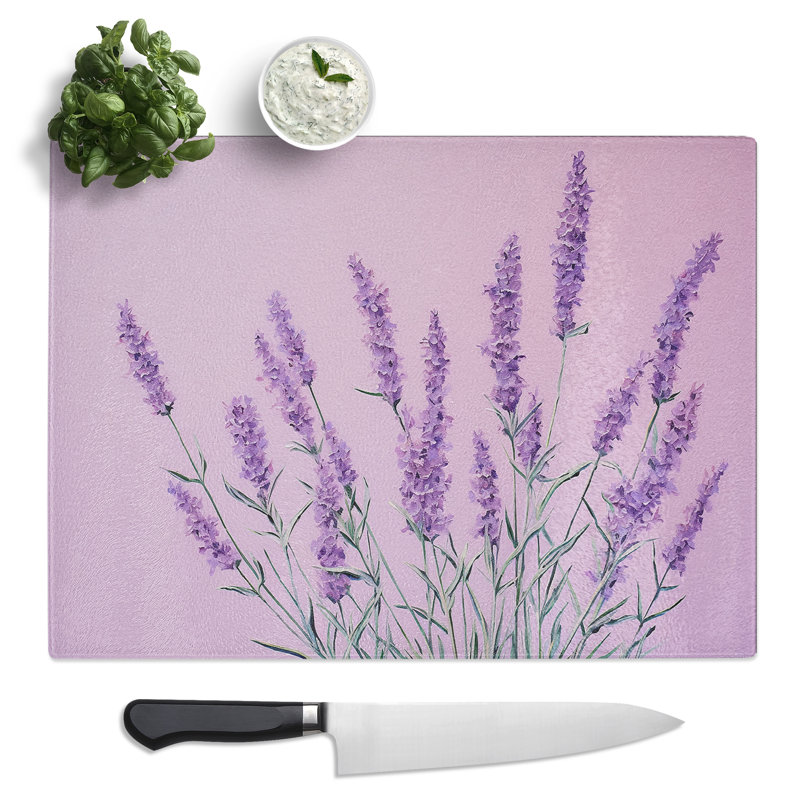 Lavender Flower Minimalism  Glass Chopping Board