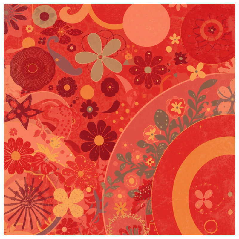 Rideau de douche rouge à motif floral très long, 70in W x 72in H