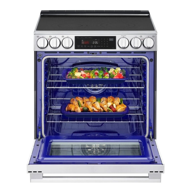 LG 6.3 cu. ft. Smart Electric Slide-In Range with Instaview, ProBake Convection, and Air Fry, Black Stainless Steel