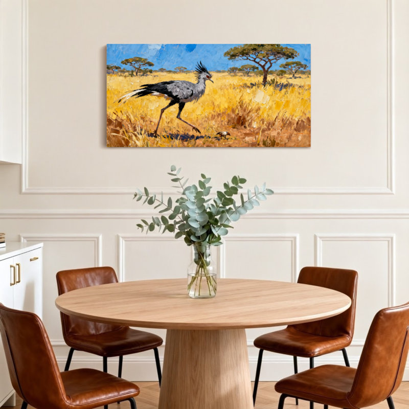 «Animals Safari Bird Landscape», reproduction d'art sur toile, H 16 po x l 32 po