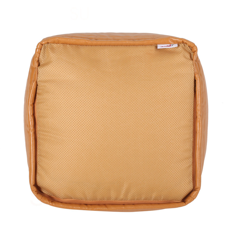 Candy Contemporary Faux Leather Suqare Pouf, Caramel
