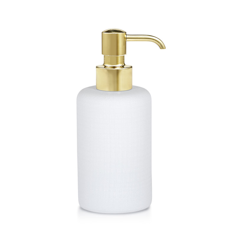 Soap Dispenser, White/Polished Brass