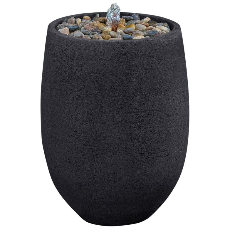 Yayla Hand Crafted Weather Resistant Column Fountain, 22'' H x 15.5'' W x 15.5'' D, Nero Nuovo