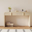 Console moderne avec 2 tiroirs de rangement, une table d'entrée cannelée à silhouette arrondie pour le couloir du salon et du vestibule (crème abricot)-1708329905