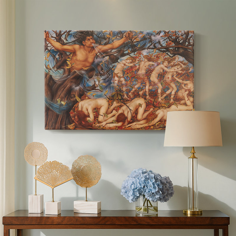 Evelyn De Morgan, "Boreas and the Fallen Leaves" - Art mural sur toile tendue de qualité musée, 18 x 27