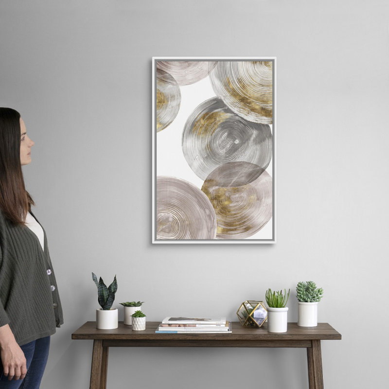 Reproduction d’art sur toile spirales, H 32 po x l 22 po x P 1,75 po, Cadre blanc