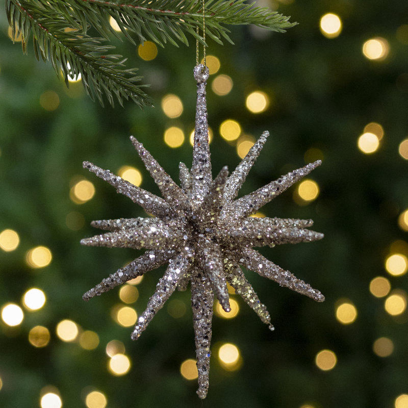 Ornement de Noël étincelant suspendu, H 5 po x l 5 po x P 5 po, Or