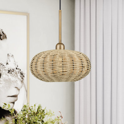 Luminaire suspendu feuille d'or antique 1 lumière Aliane