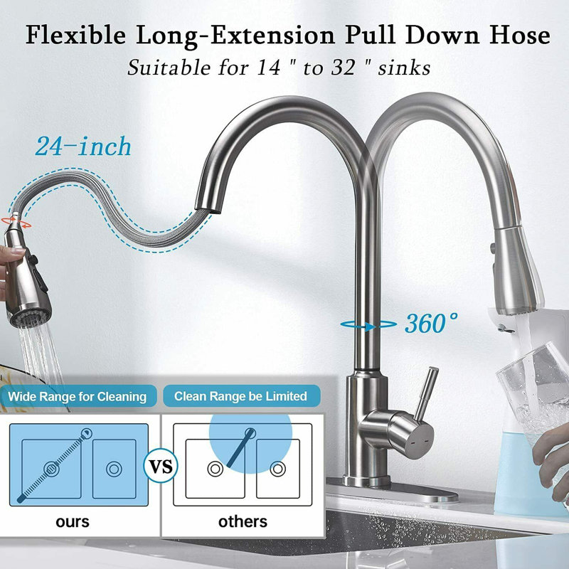 AlenArtWater Pull Down Touch Kitchen Faucet, Brushed Nickel