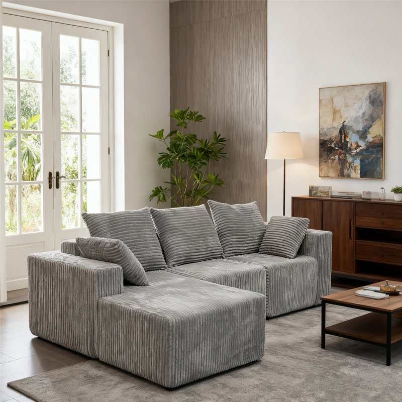 Canapé d'angle combiné, canapé modulaire pour la maison pour l'intérieur, Gris