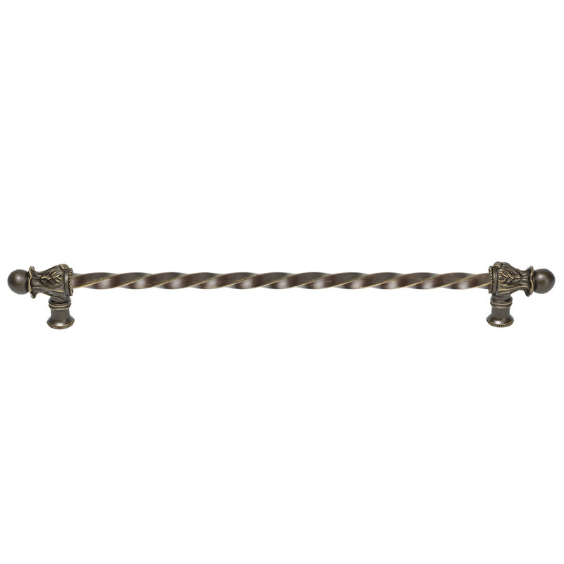 Acanthe avec barre à torsion de 3/8 po, style roman, Laiton antique, 22"