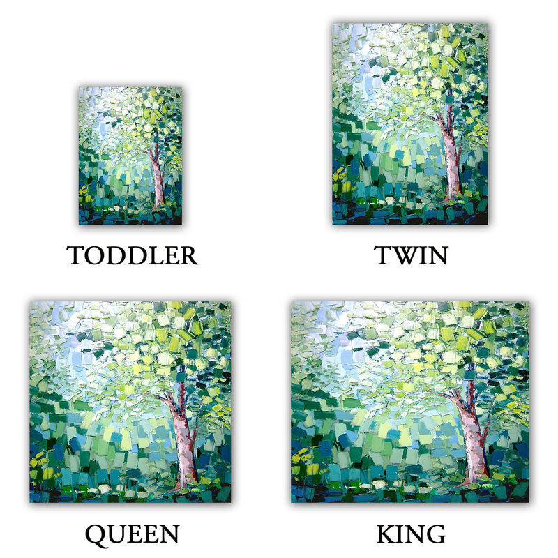 Ensemble de housse de couette breeze trees, 1 housse + 2 taies très grand lit