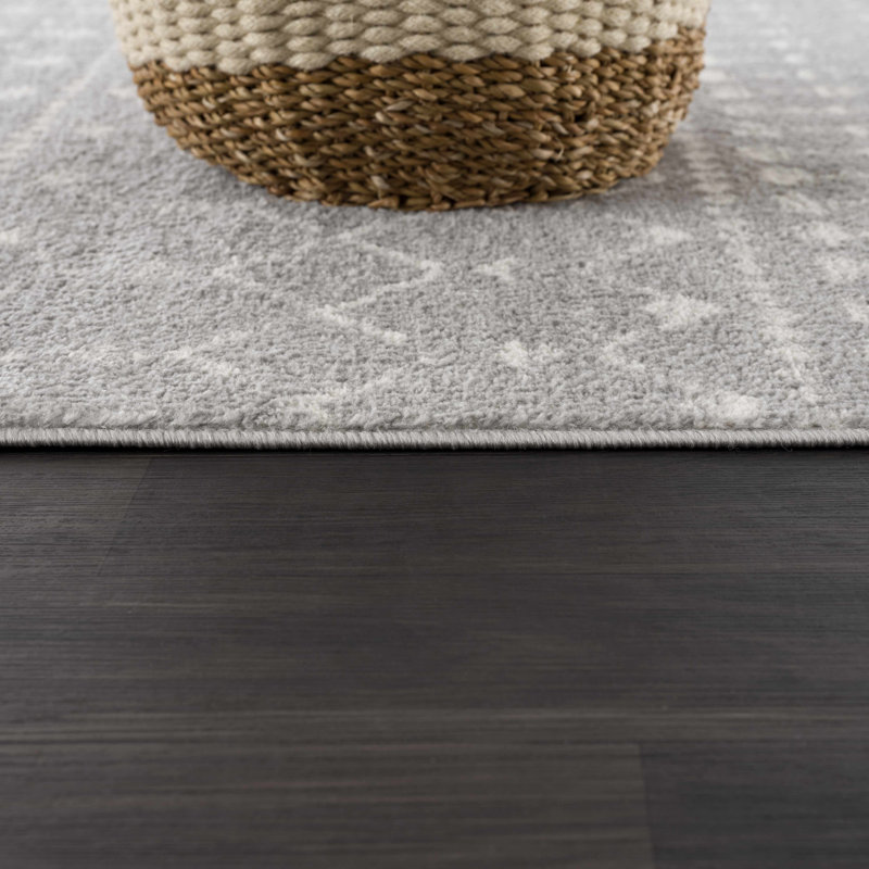 Dounia Modern Performance Gray Area Rug, Round 6'7"