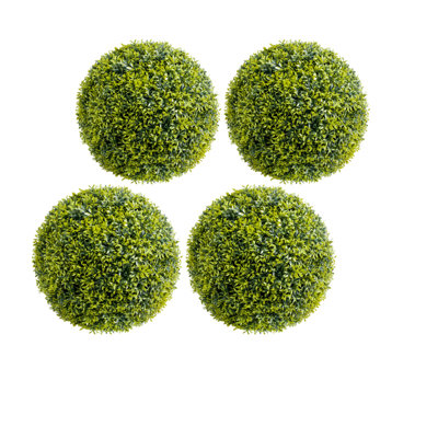12.6 in Artificial Plant Topiary Ball Set of 4 Lifelike Boxwood Balls Indoor Outdoor Decorative Greenery for Home Office Garden Wedding Porch Decor with Chains