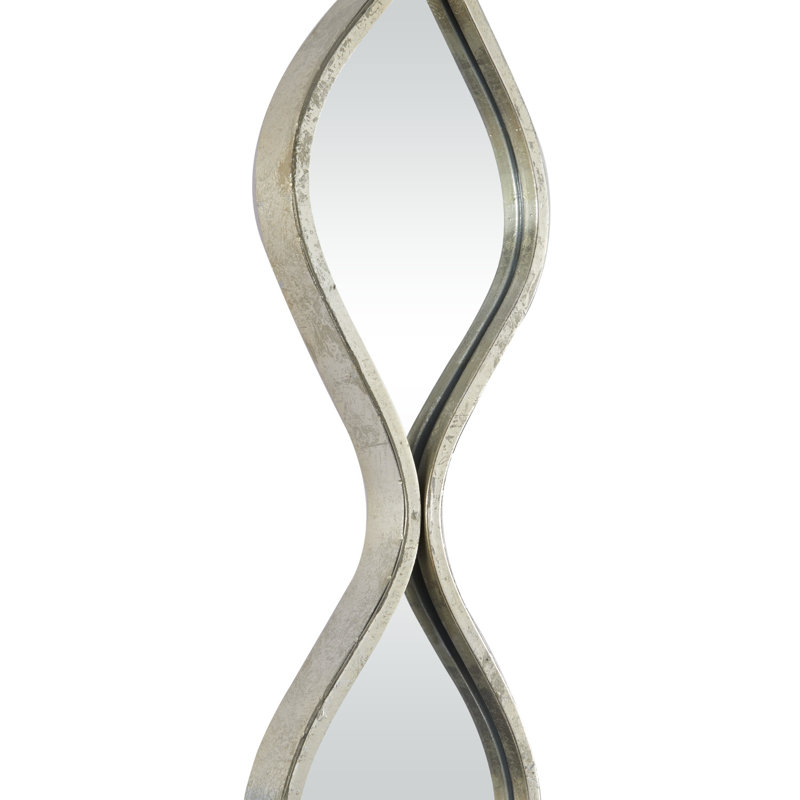Slim Stacked Chain 5 Layer Wall Mirror with Tear Drop Pattern and Foil Detailing, Silver