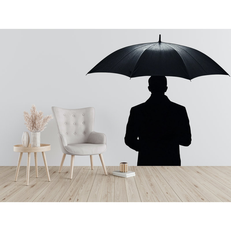Autocollant parapluie homme, autocollant de vue arrière, Silhouette, art mural, autocollant, décoration moderne, murale minimaliste, 154 g