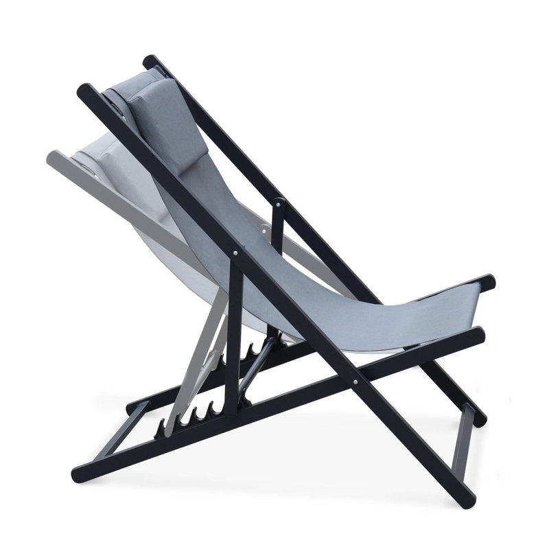 Dalrymple Folding Deck Chair, Black/Grey