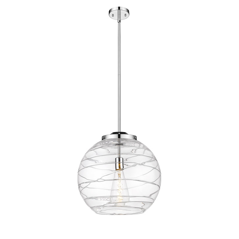 1 - Light Single Drop Pendant Pendant, Polished Chrome, Clear, 17.13" H x 15.75" W x 15.75" D