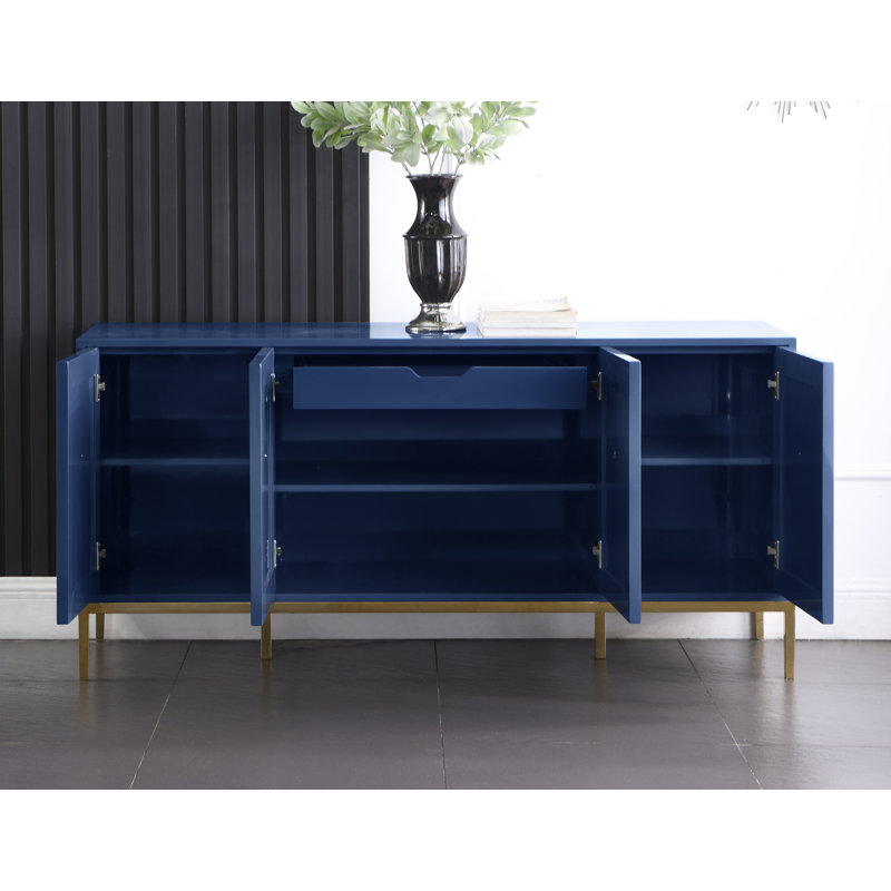 Buffet à 1 tiroir de 64,5 po de largeur Wampler, Bleu marine