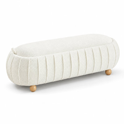 Banc d'appoint rembourré avec couvercle rabattable et rangement intégré, pouf repose-pieds en chenille avec pieds robustes en bois d'hévéa, assise rembourrée multifonctionnelle