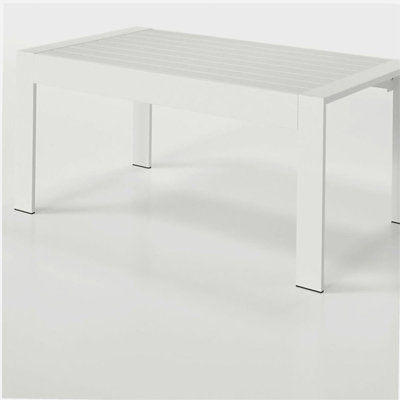 43" All-Weather Aluminum Patio Coffee Table, Modern White Rectangle Outdoor Table