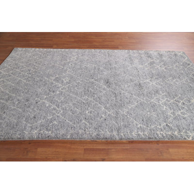 Gray Plush Moroccan Indian Area Rug 5x8