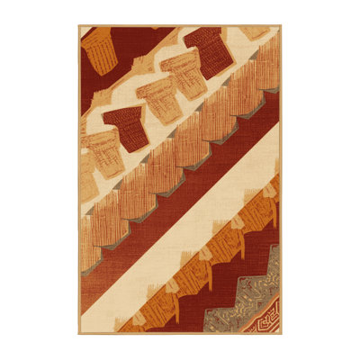 Tapis moelleux moelleux à motif de blocs d'inspiration mondiale Clybourn Tamales - reliure brun clair