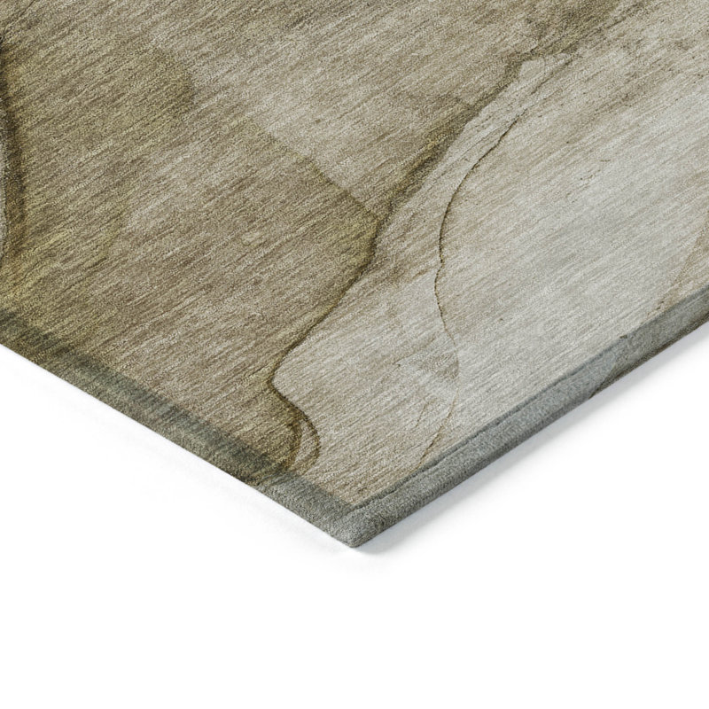 Tapis intérieur lavable abstrait beige 5 pi x 8 pi