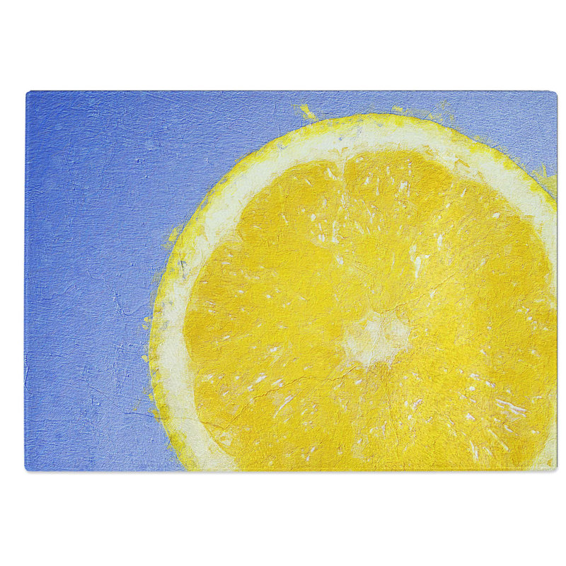 Glass Lemon Slice Chopping Board, 39 cm W x 28.5 cm L