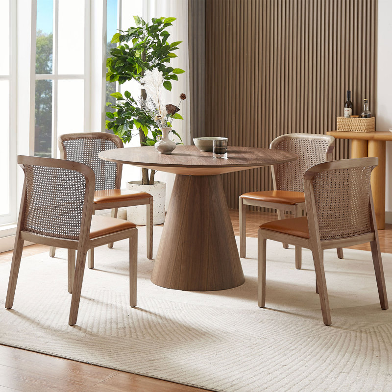 Korentin Round Unfinished Dining Table, Walnut
