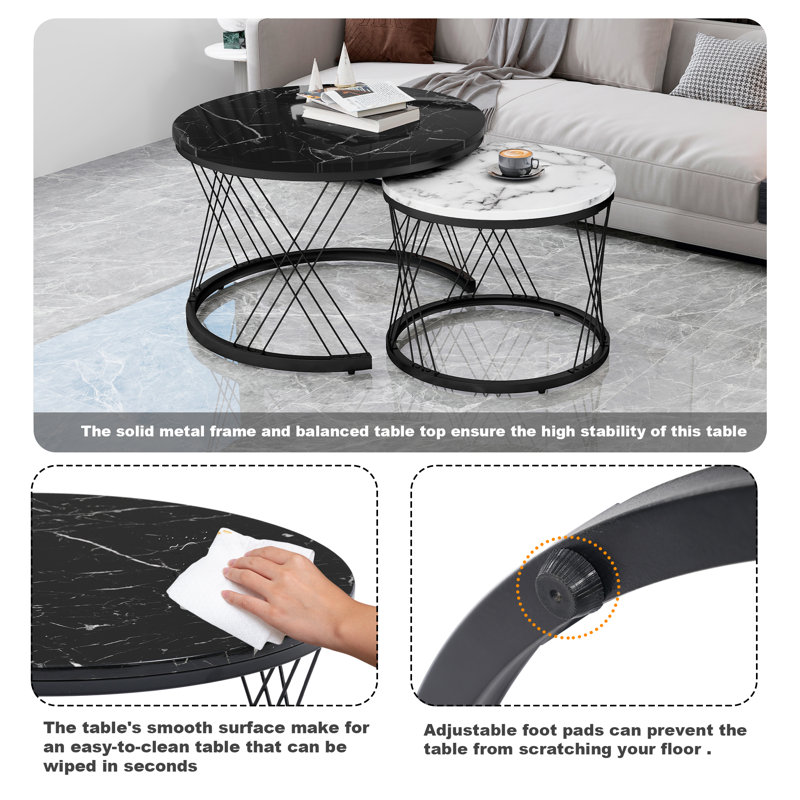 Karolinka Frame Coffee Table with Storage, Black/White
