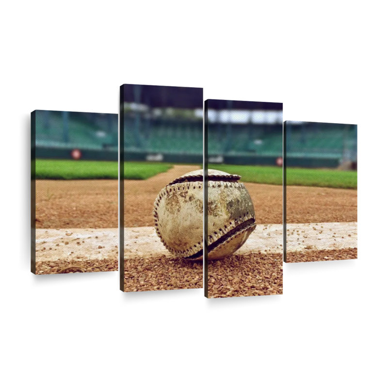 " Baseball In Stadium " 4 - Pieces, 22" H x 36" W x 1" D