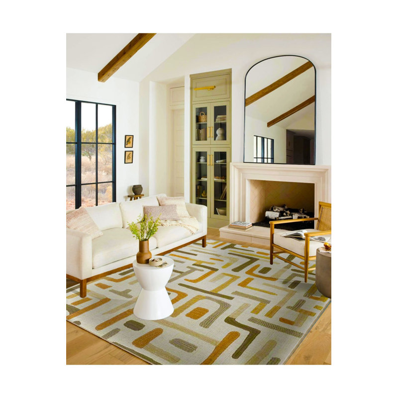 Tapis décoratif à rayures colorées Boomerang, Carré 3 pi 3 po