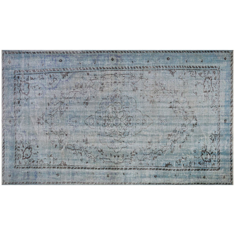 Tapis oriental bleu turc en laine noué à la main